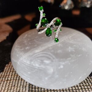 Russian Chrome Diopside in Solid Sterling Silver w/White Zircons